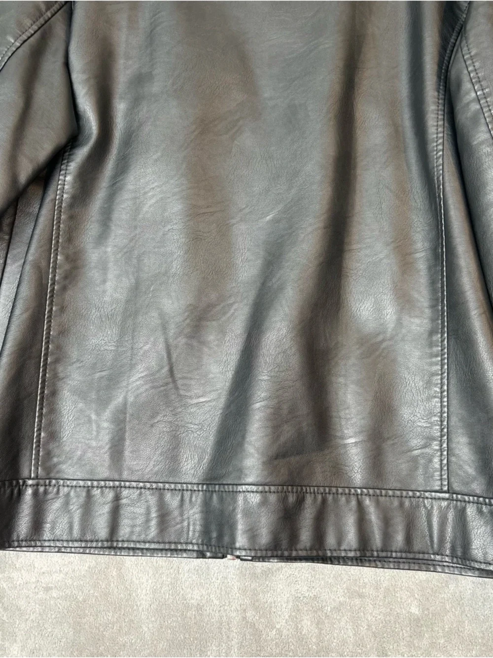 Primark Men’s Jacket Black Faux Leather Moto Biker Jacket Size Extra Large XL - Picture 8 of 16
